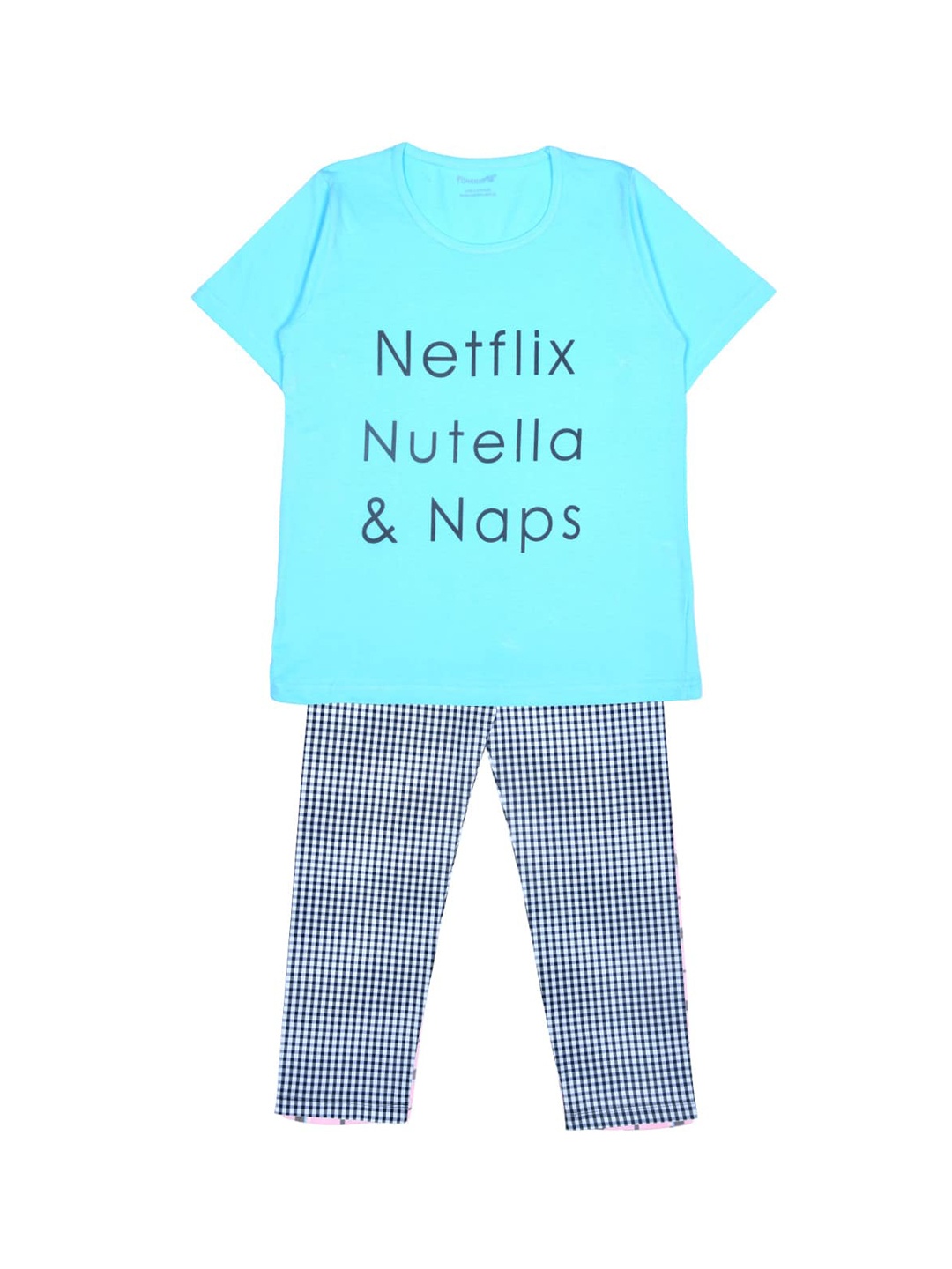 

FUNKRAFTS Unisex Kids Blue & White Printed Pure Cotton Night suit