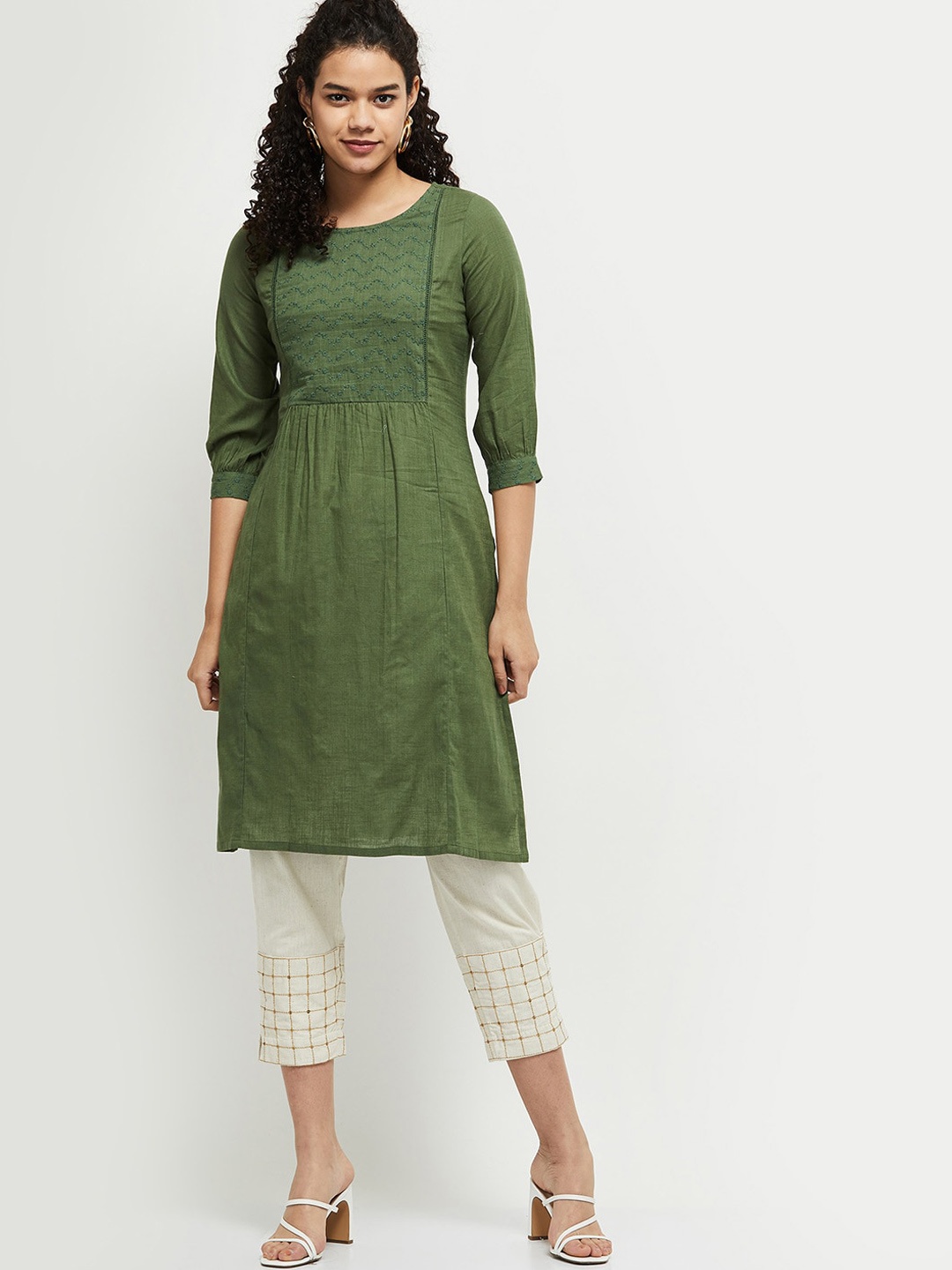

max Women Green Gotta Patti Kurta