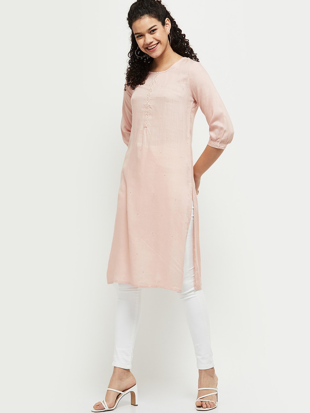 

max Women Pink Solid Kurta