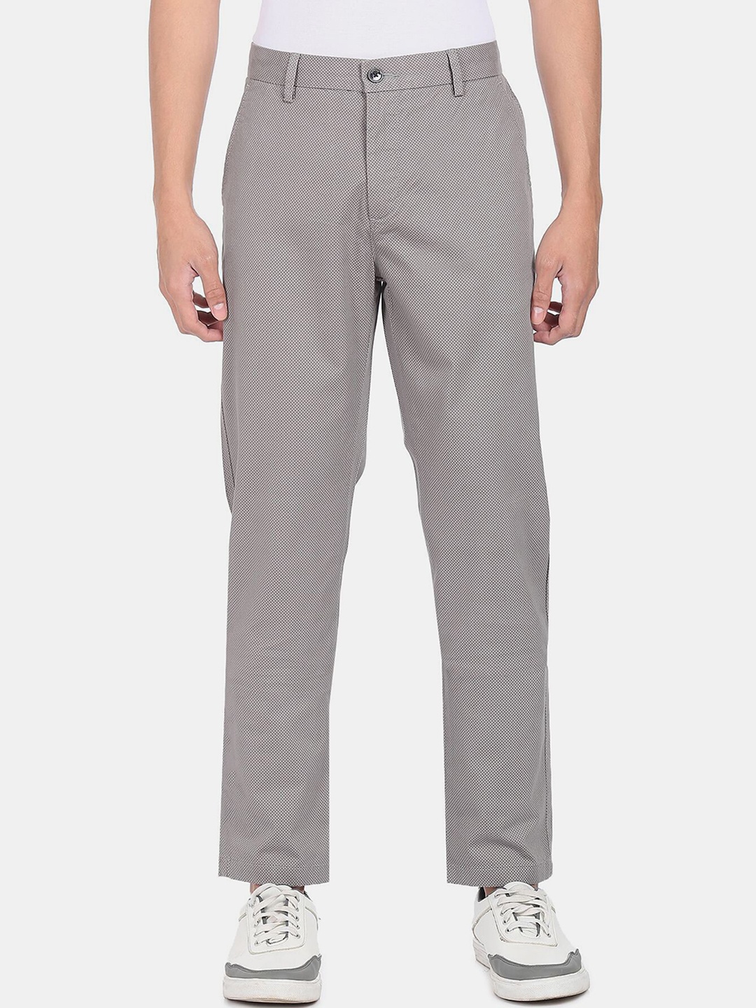 

Arrow Men Grey Patterned Formal Trousers