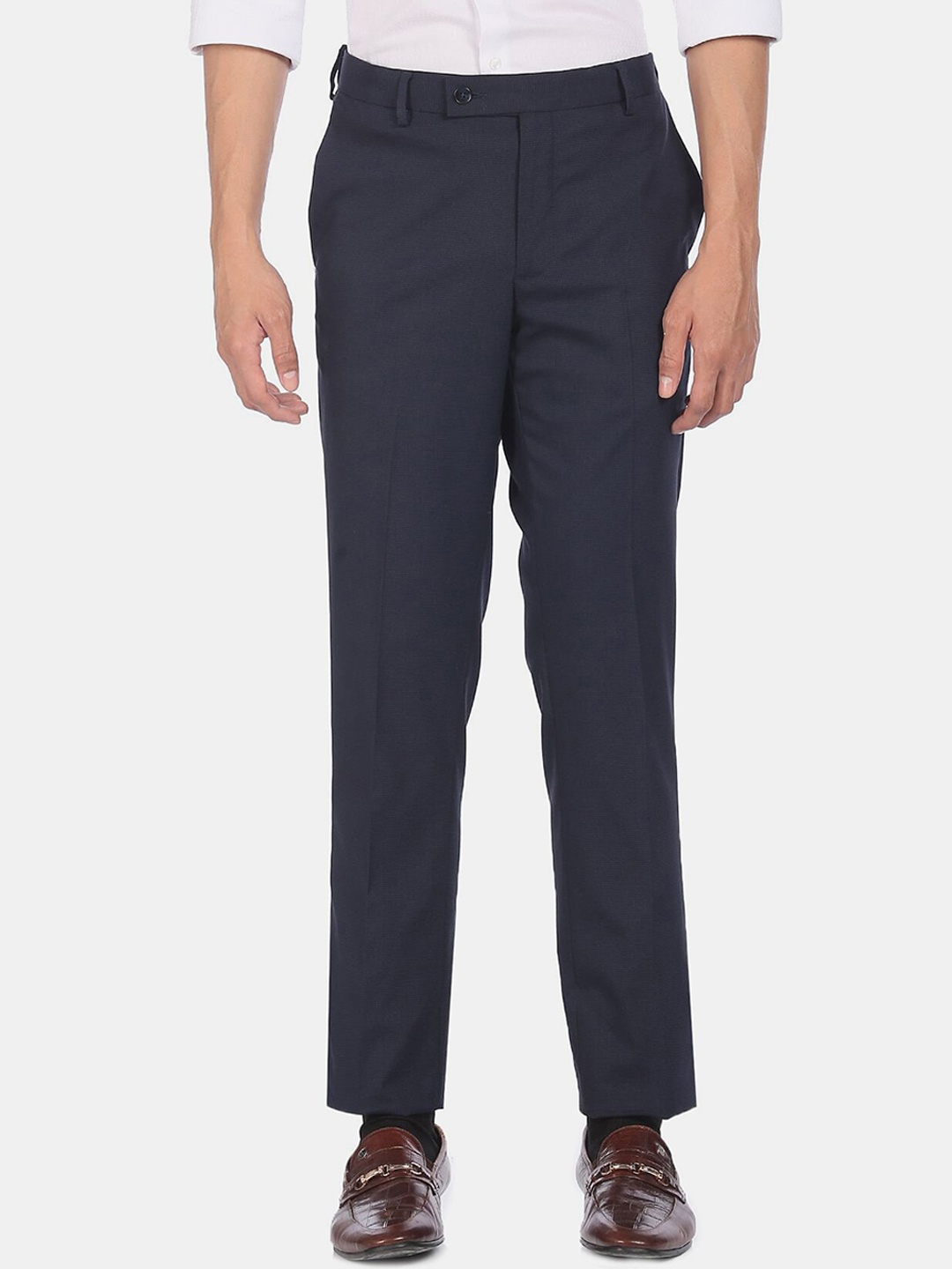 

Arrow Men Blue Checked Regular Fit Formal Trousers