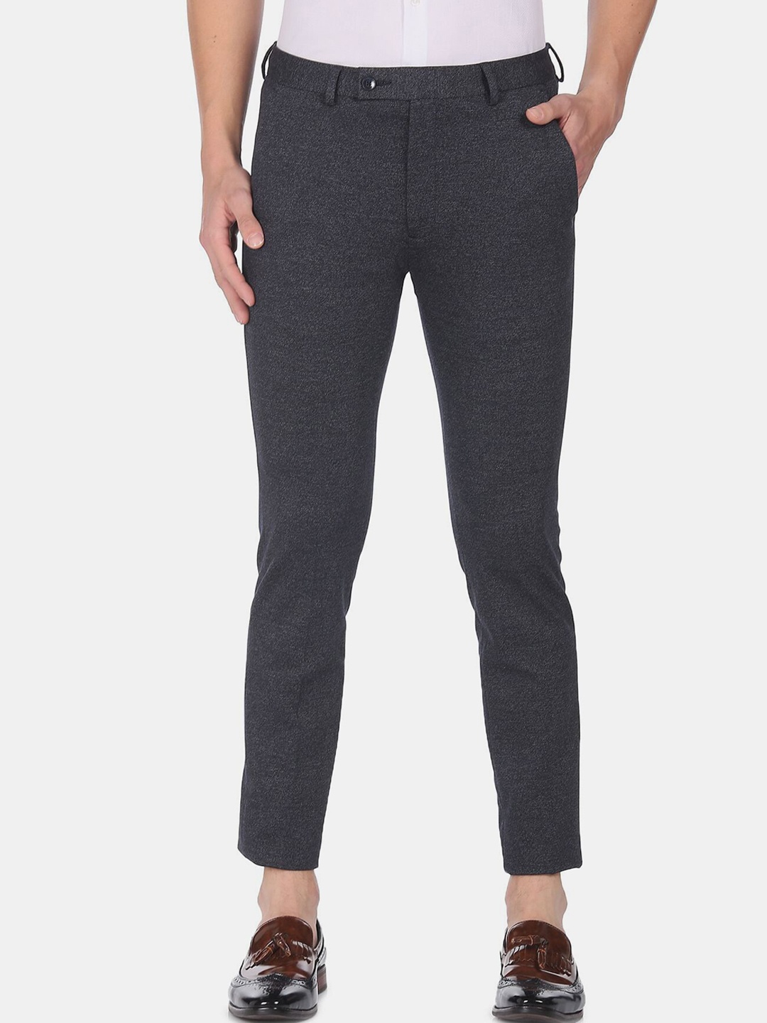 

Arrow Men Blue Textured Trousers