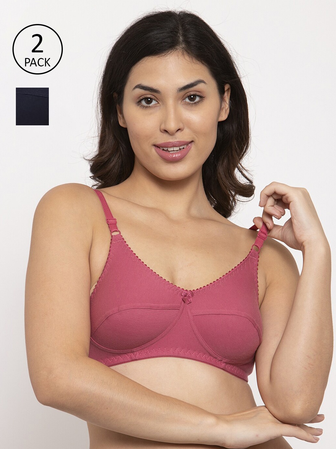 

Innocence Pack of 2 Pink & Black Cotton Bra