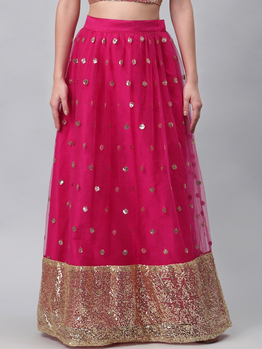 

studio rasa Women Pink Embellished Sequins Gathered Maxi Skirt