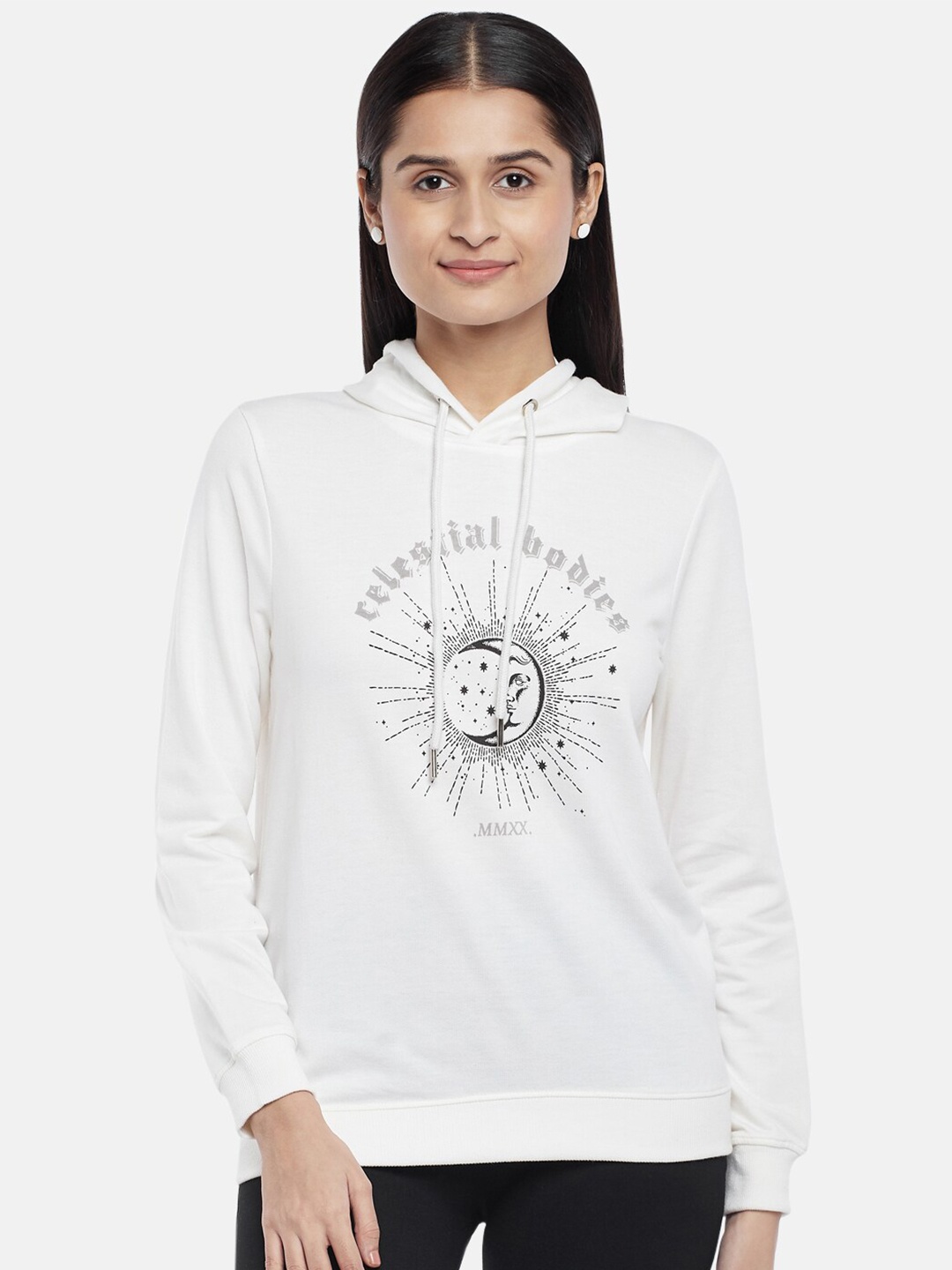 

People Women Off White Hooded Sweatshirt