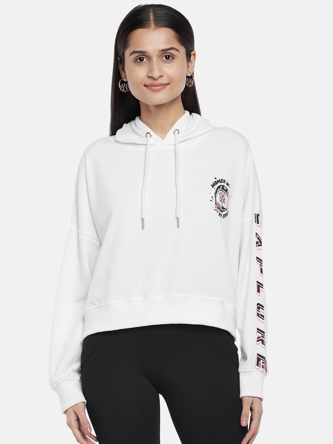 

People Women Off White Hooded Sweatshirt