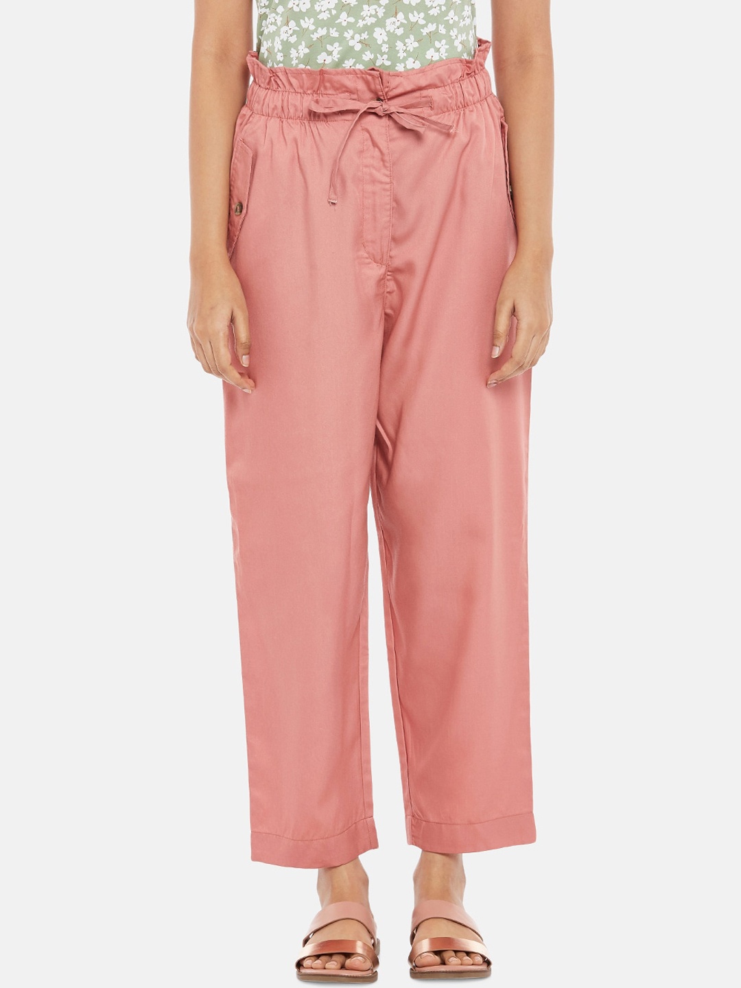 

Honey by Pantaloons Women Pink Parallel Trousers