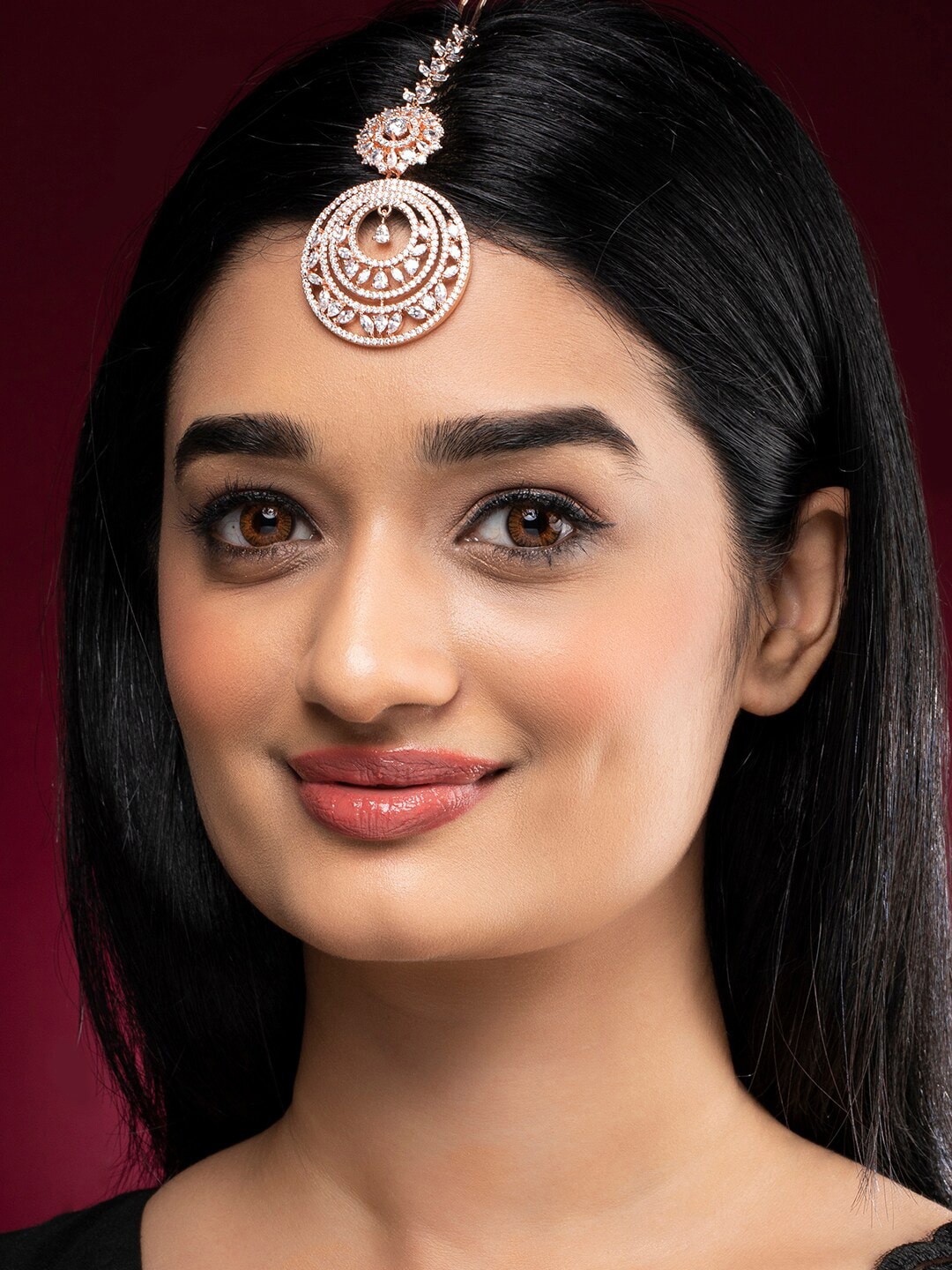 

Rubans Women Rose Gold Plated & White CZ Studded Head Jewellery