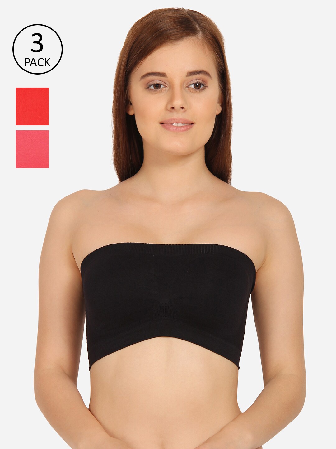 

Innocence Pack of 3 Tube Bra BBAPLIN90417_28B, Red