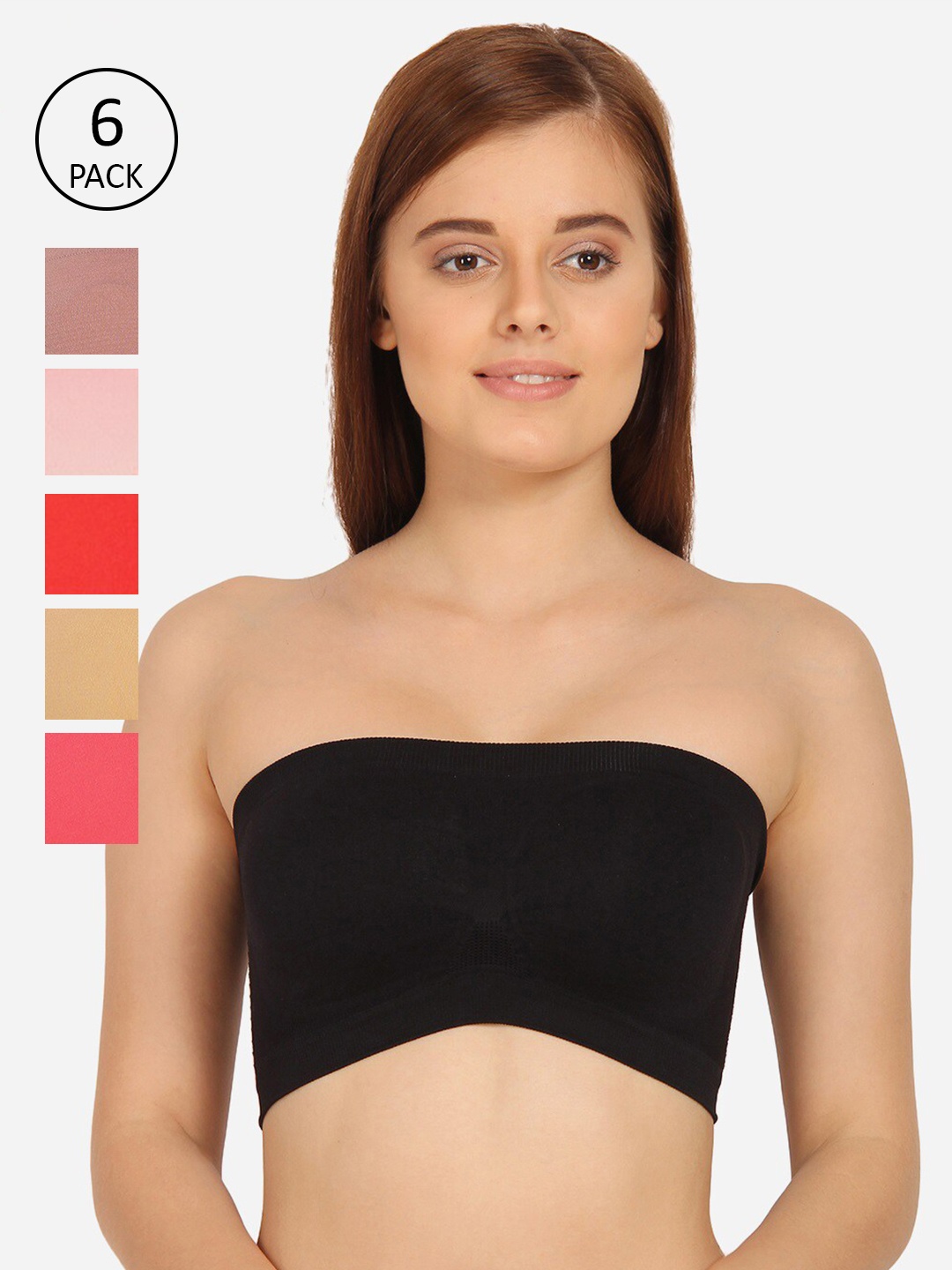 

Innocence Pack of 6 Tube Bra BBAPLIN90423_28B, Black