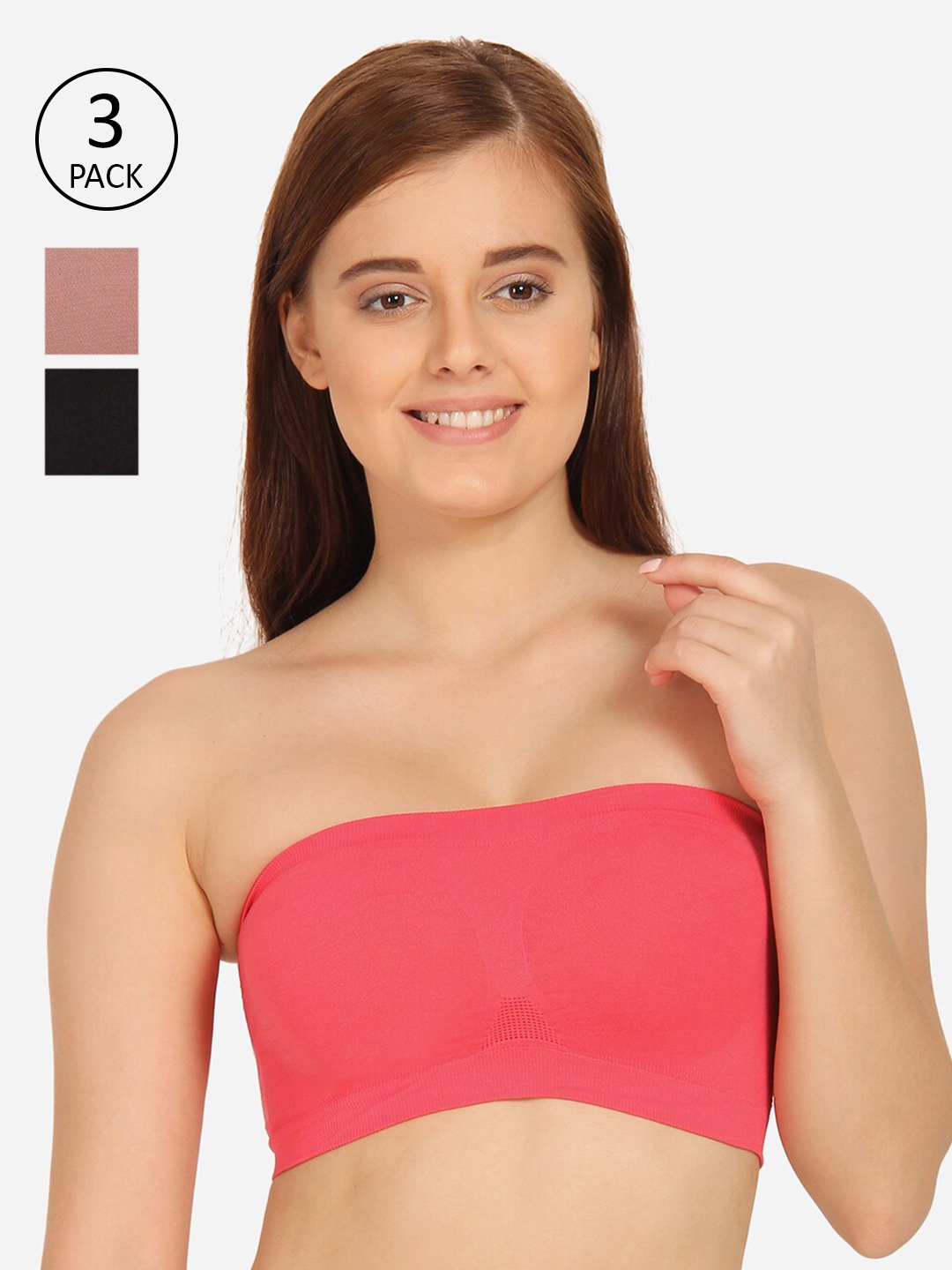 

Innocence Multi Color Set Of 3 Solid Bandeau Bra