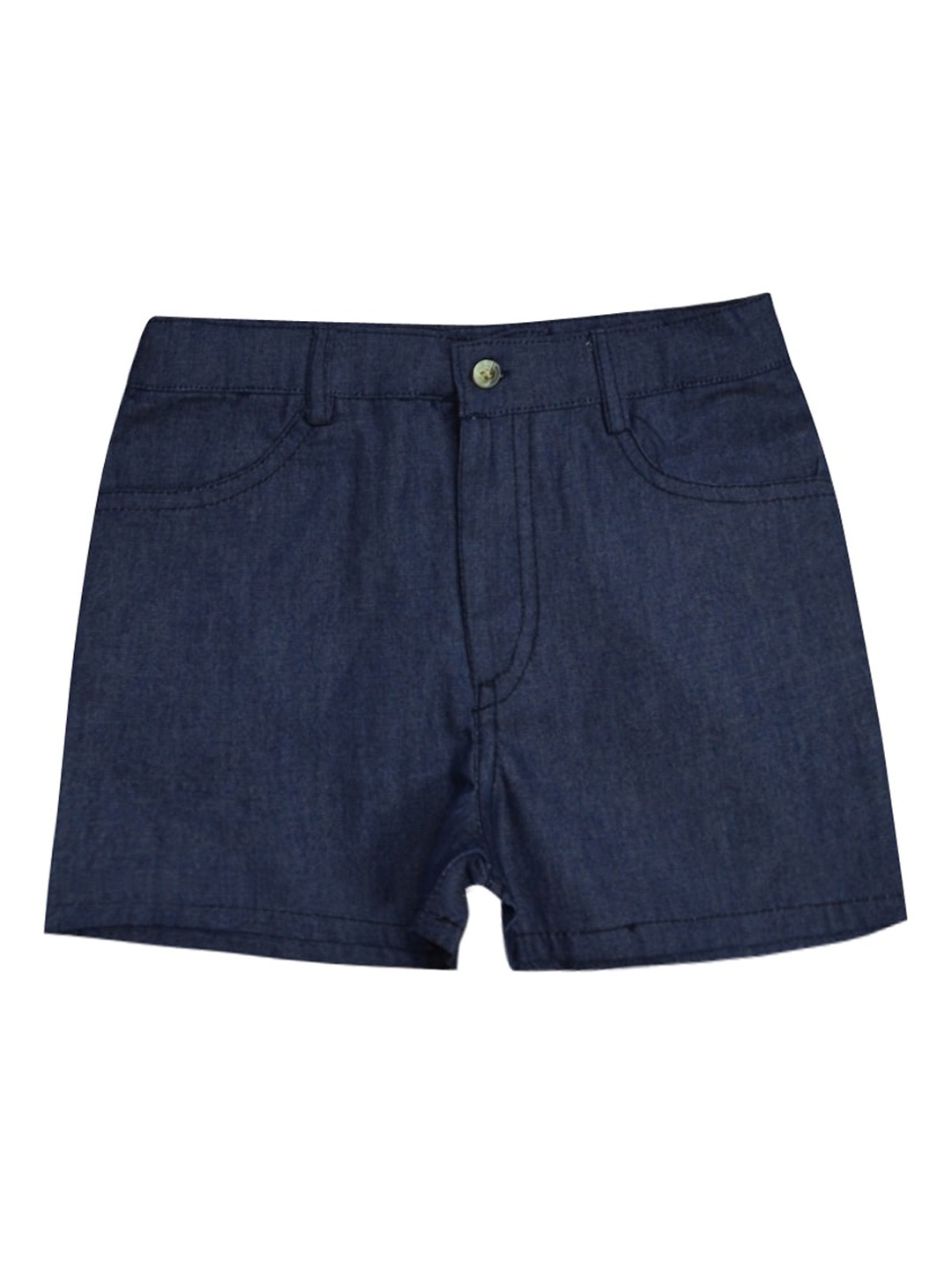 

A T U N Girls Navy Blue Solid Regular Fit Mid-Rise Shorts