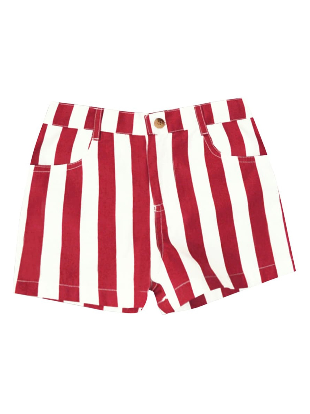 

A T U N Girls Red Striped Shorts