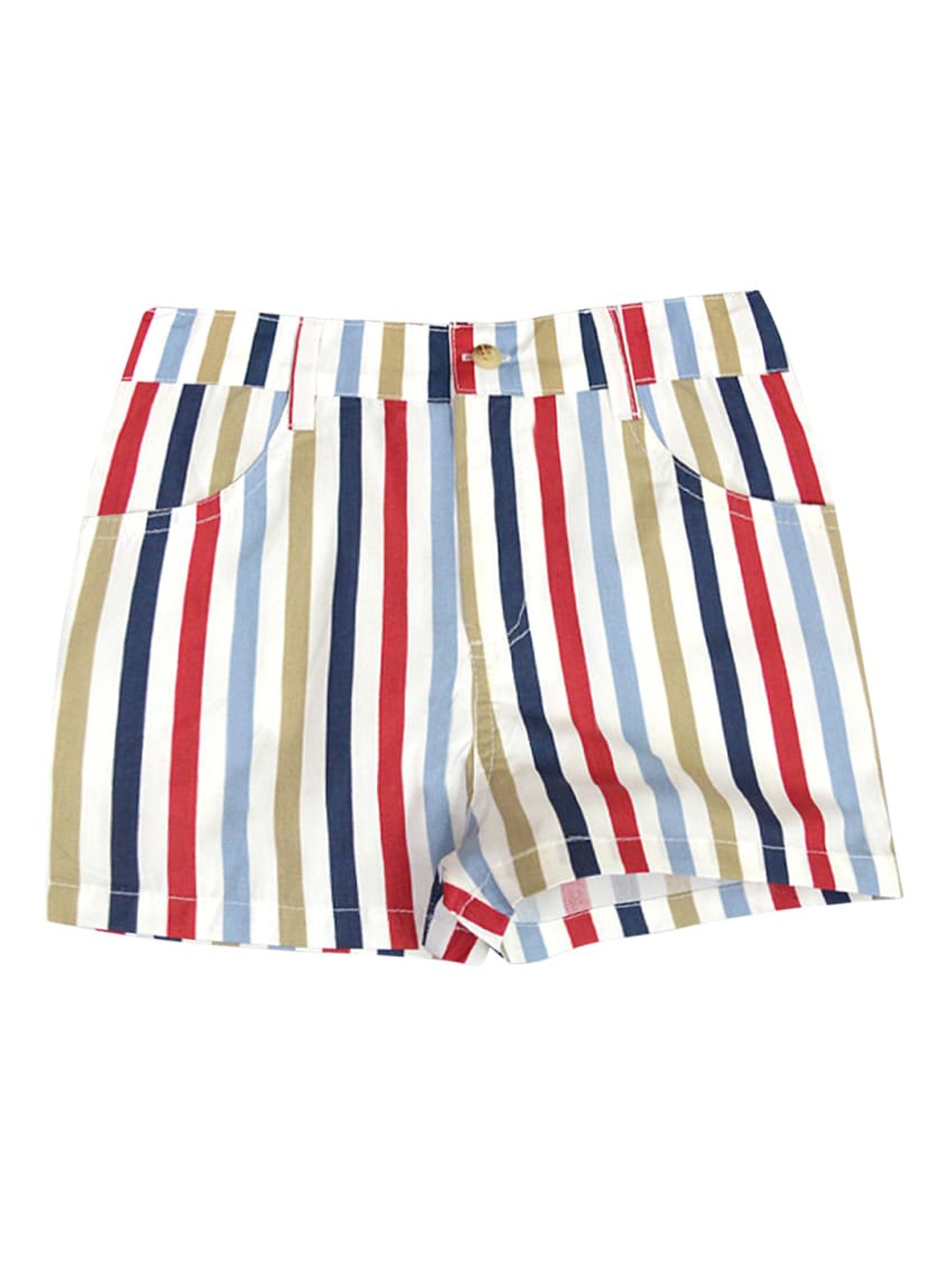 

A T U N Girls Cotton Multicoloured Striped Shorts, Multi