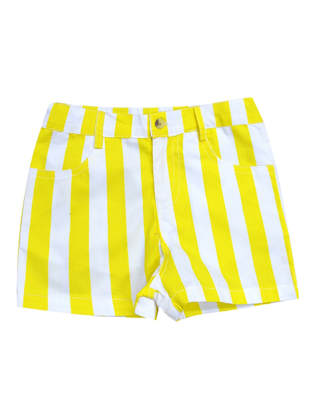 

A T U N Girls Yellow Striped Shorts