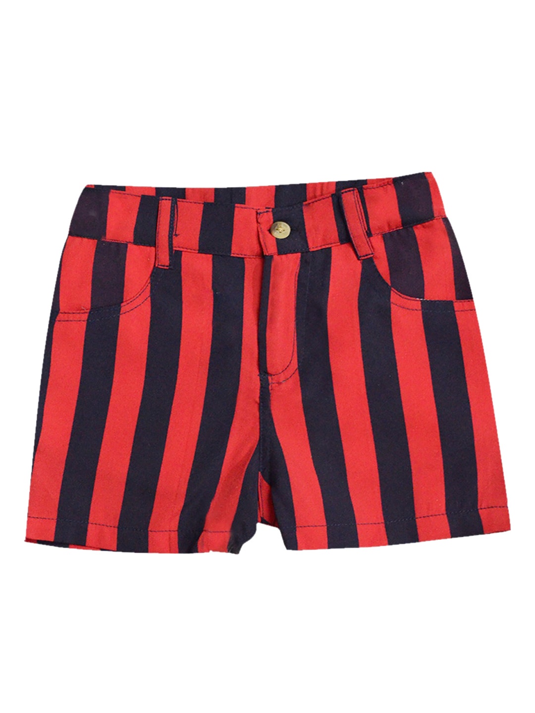 

A T U N Girls Red & Black Striped Shorts