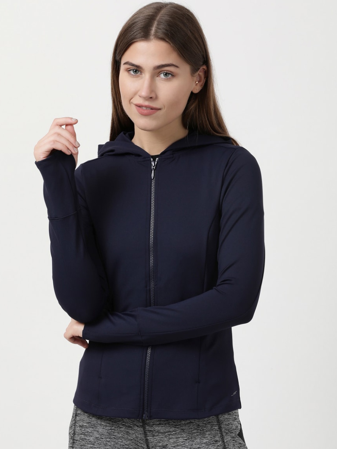 

Jockey Women Black Solid Hooded Sporty Jacket