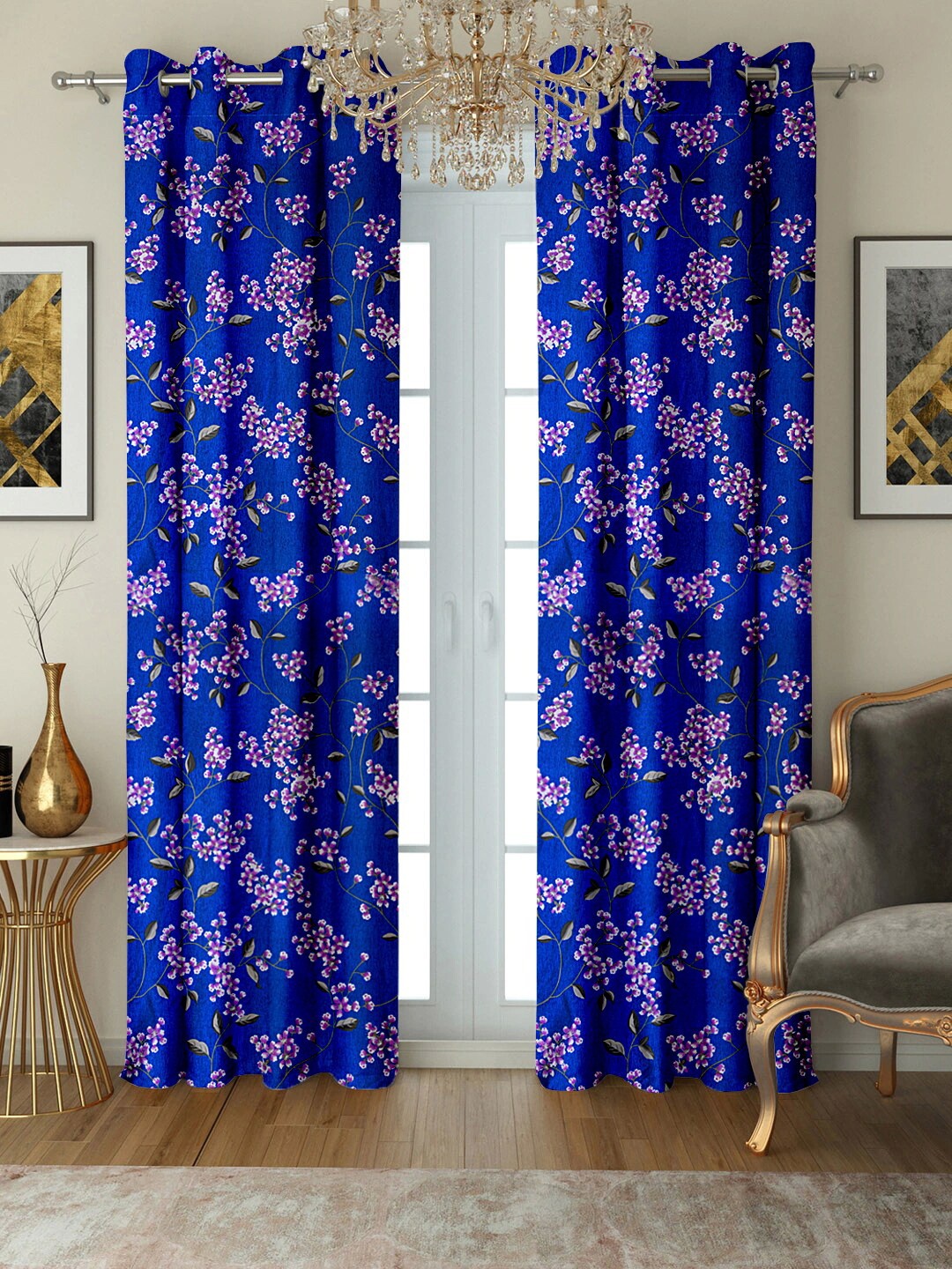 

Cortina Blue & Purple Set of 2 Floral Door Curtain