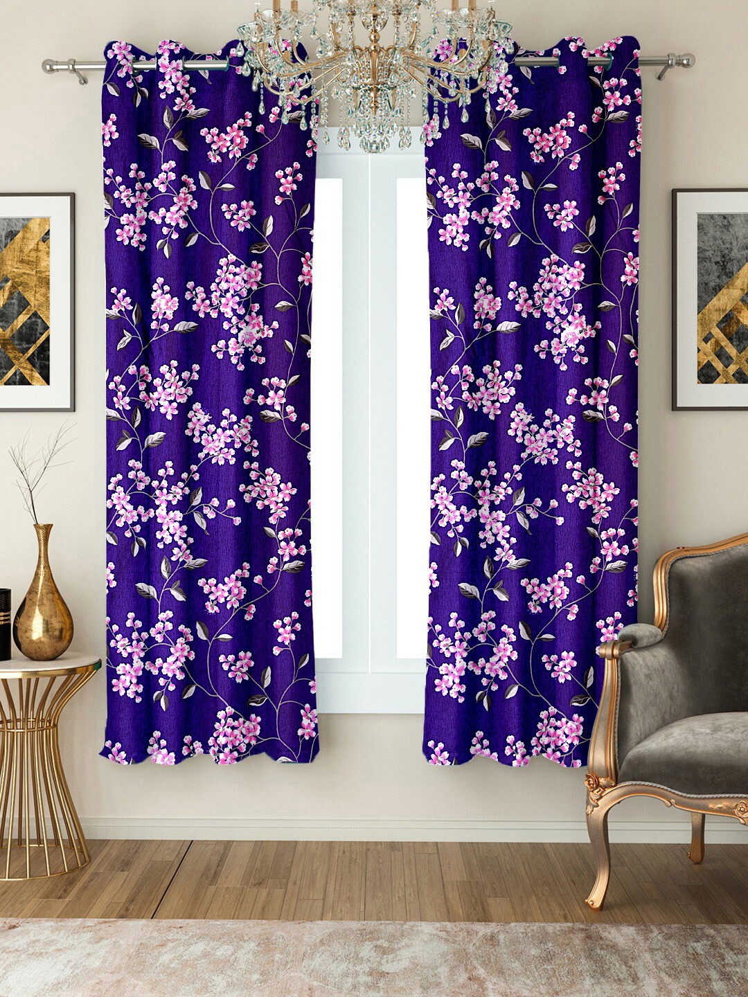 

Cortina Blue & White Set of 2 Floral Window Curtain