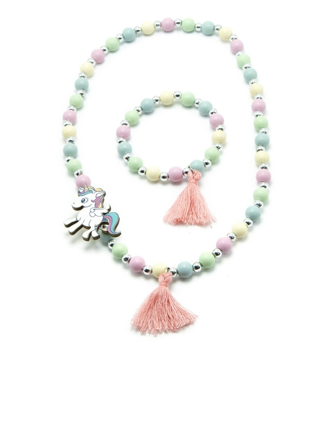 

EL REGALO Unicorn Necklace & Bracelet Jewellery Set, Green