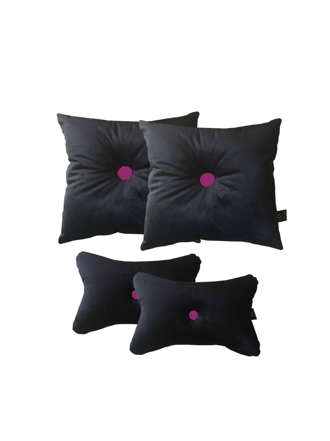 

Lushomes Set of 4 Black Velvet Car Cushion