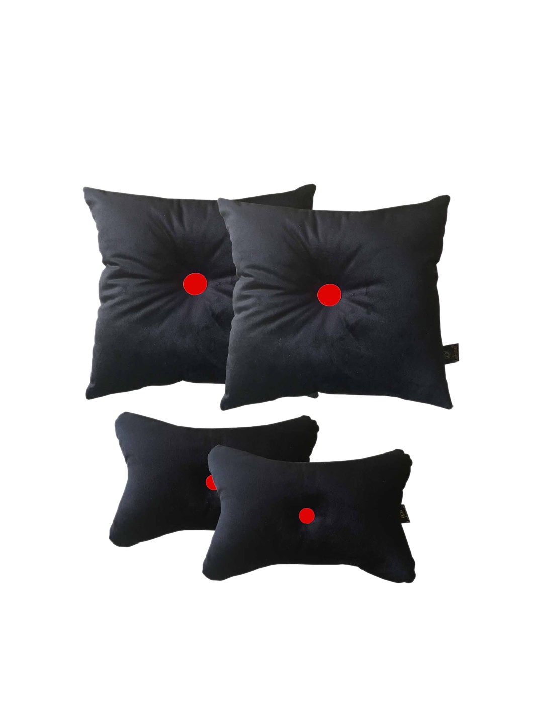 

Lushomes Set Of 4 Black Solid Car & Neck Pillows