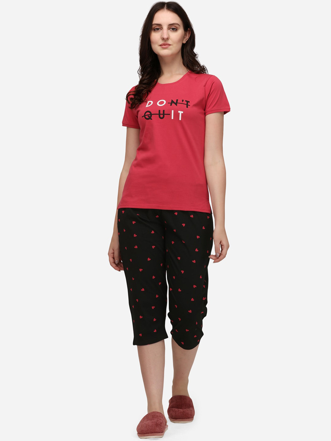 

Lenissa Women Red & Black Printed Night Suits
