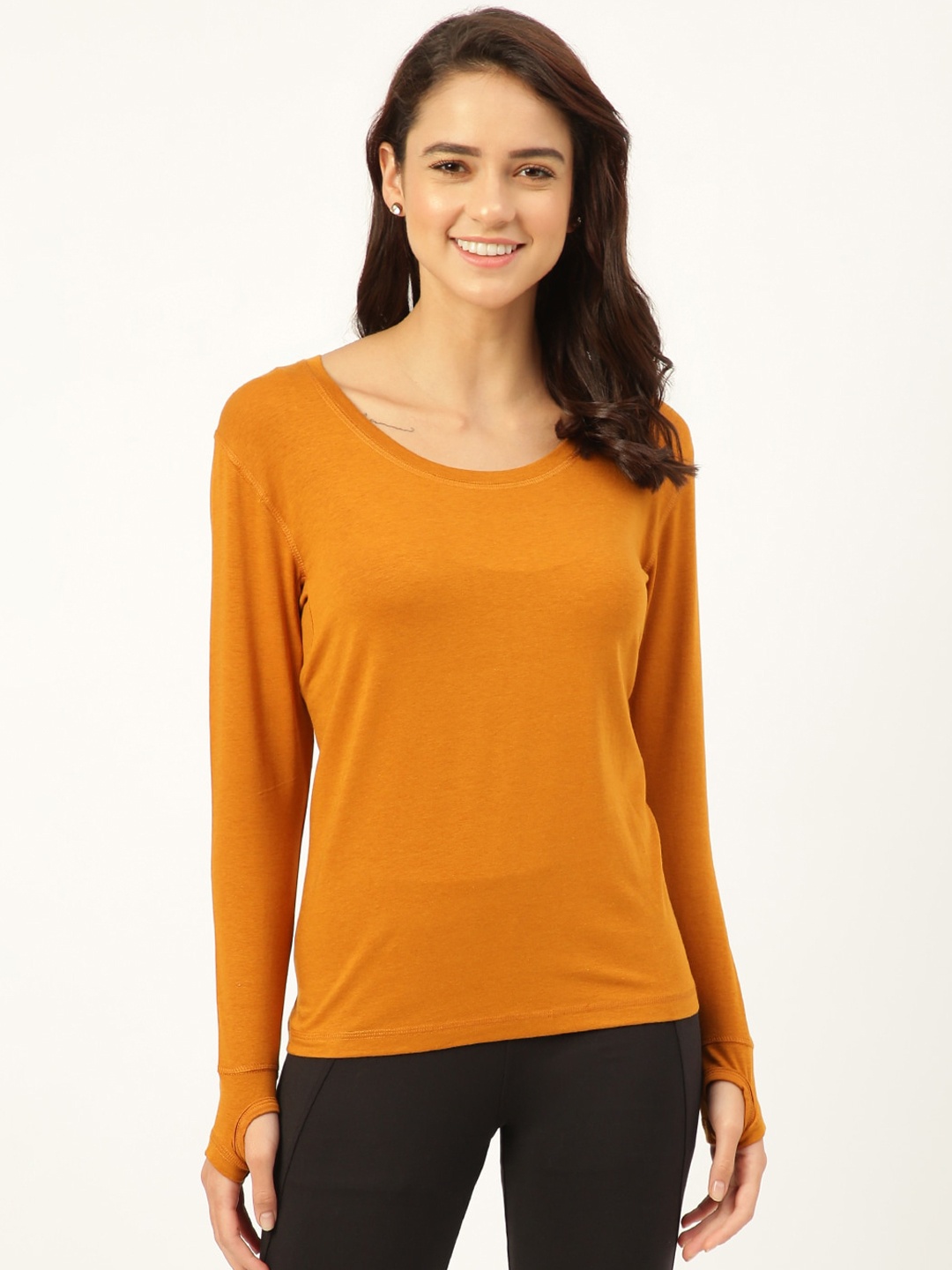 

FREECULTR Women Mustard Yellow Running T-shirt