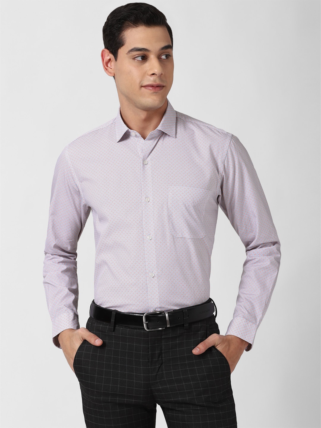 

Peter England Men Grey Printed Cotton Formal Shirt