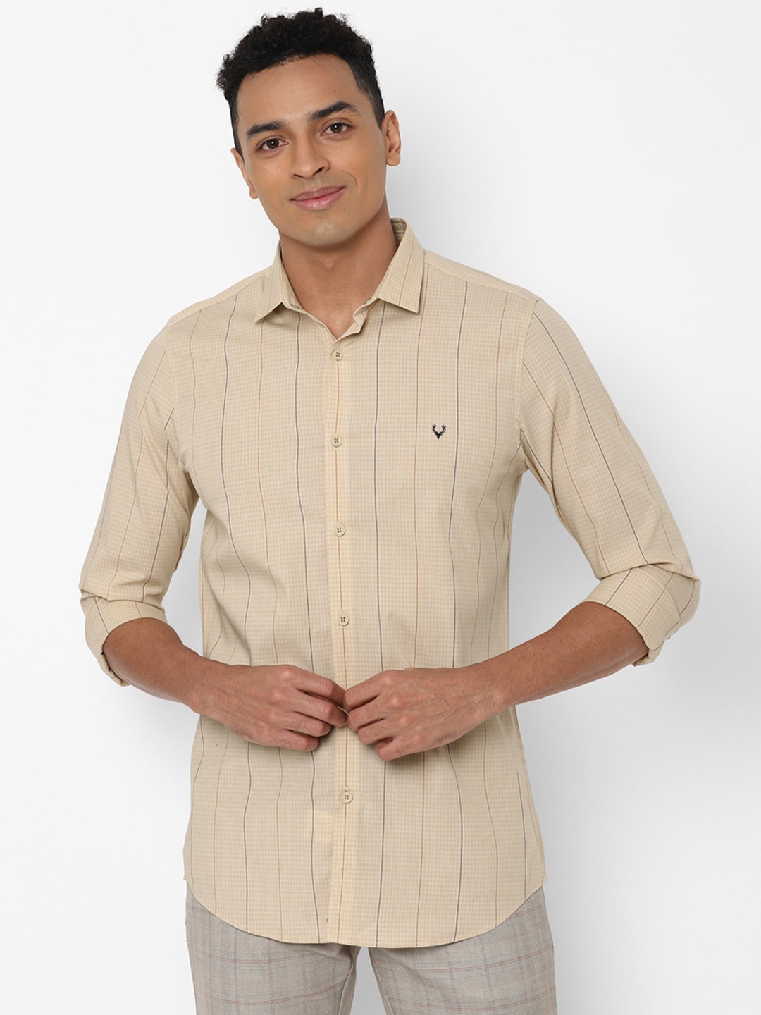 

Allen Solly Men Beige Slim Fit Micro Checks Casual Shirt