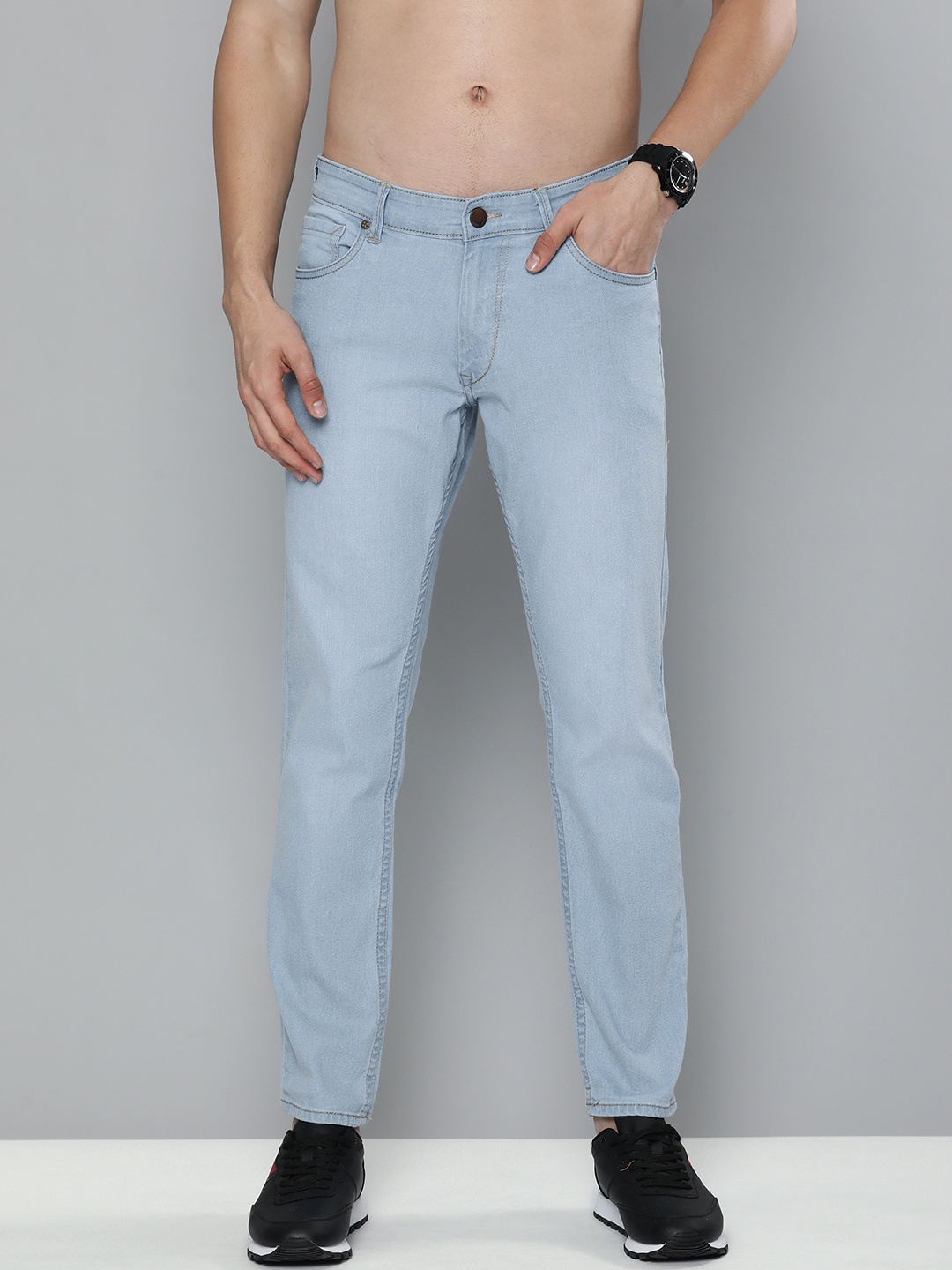 

HERE&NOW Men Indigo Light Fade Stretchable Casual Jeans, Blue