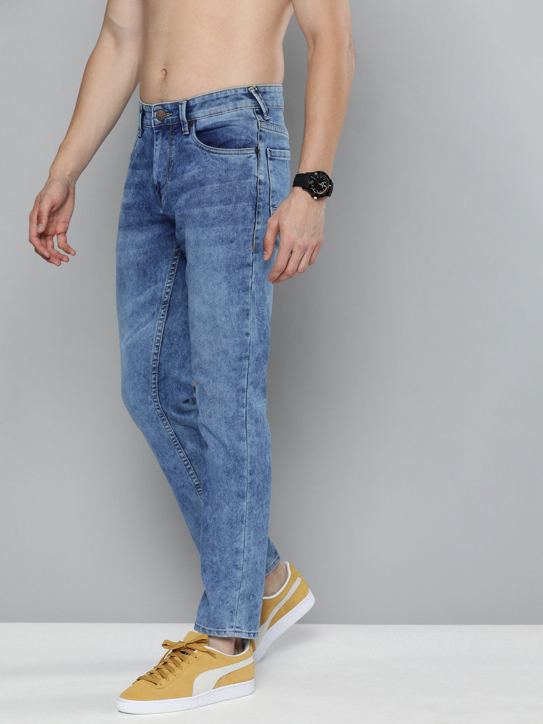 

HERE&NOW Men Blue Slim Fit Heavy Fade Stretchable Jeans