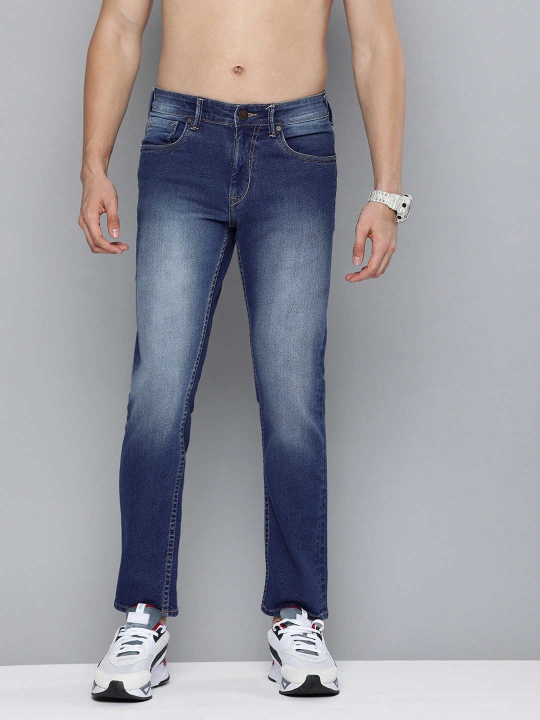 

HERE&NOW Men Blue Heavy Fade Stretchable Jeans
