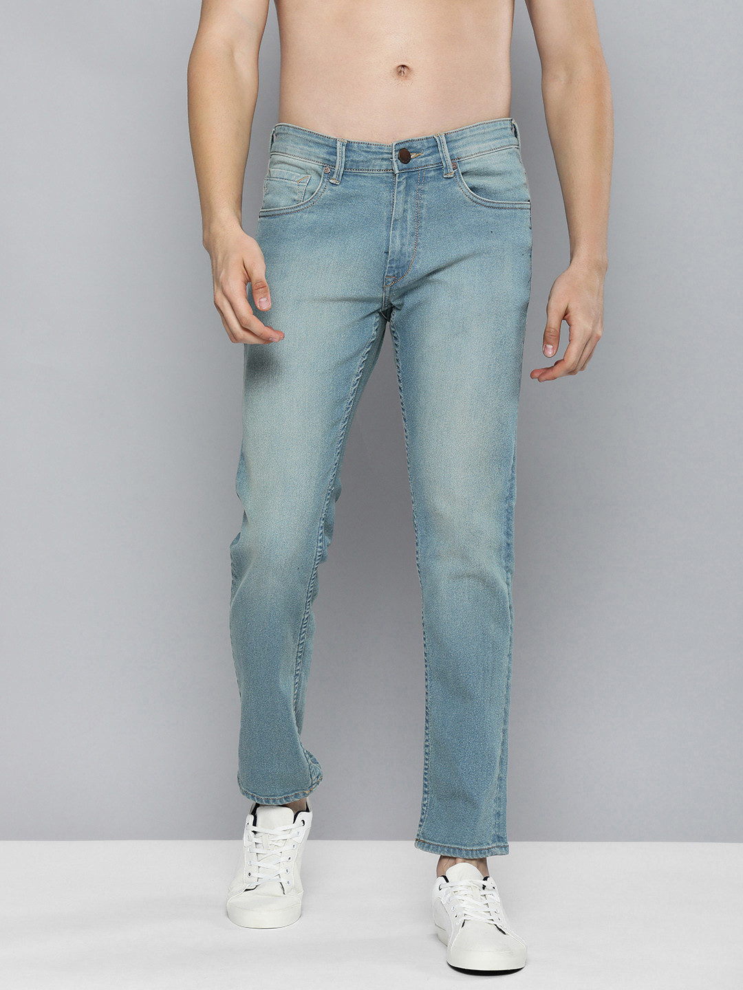 

HERE&NOW Men Blue Slim Fit Mid-Rise Heavy Fade Stretchable Jeans
