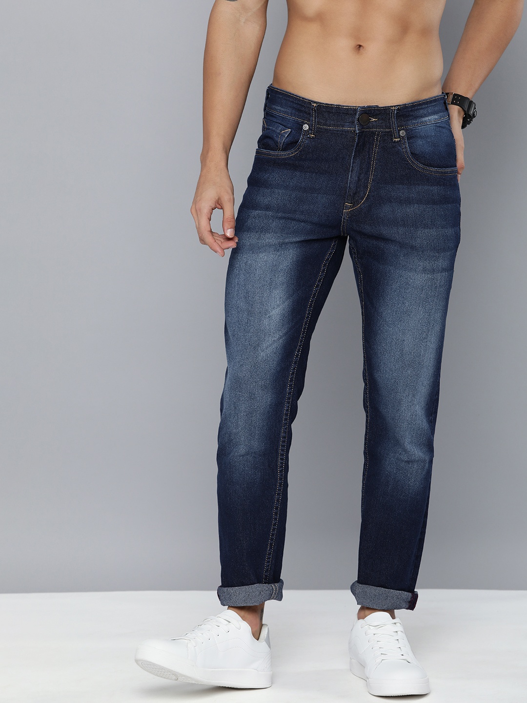 

HERE&NOW Men Blue Heavy Fade Stretchable Jeans