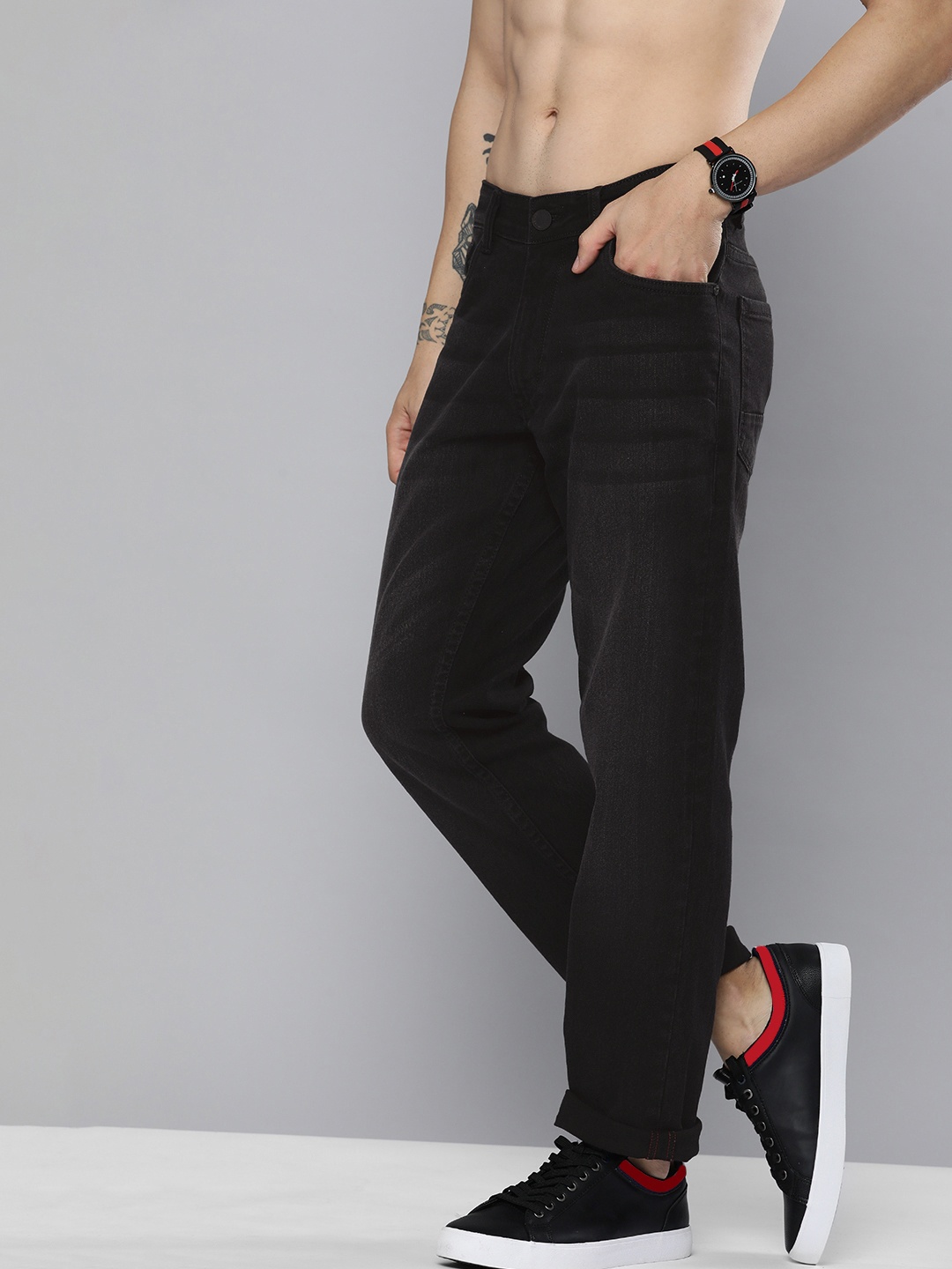 

HERE&NOW Men Black Light Fade Stretchable Jeans