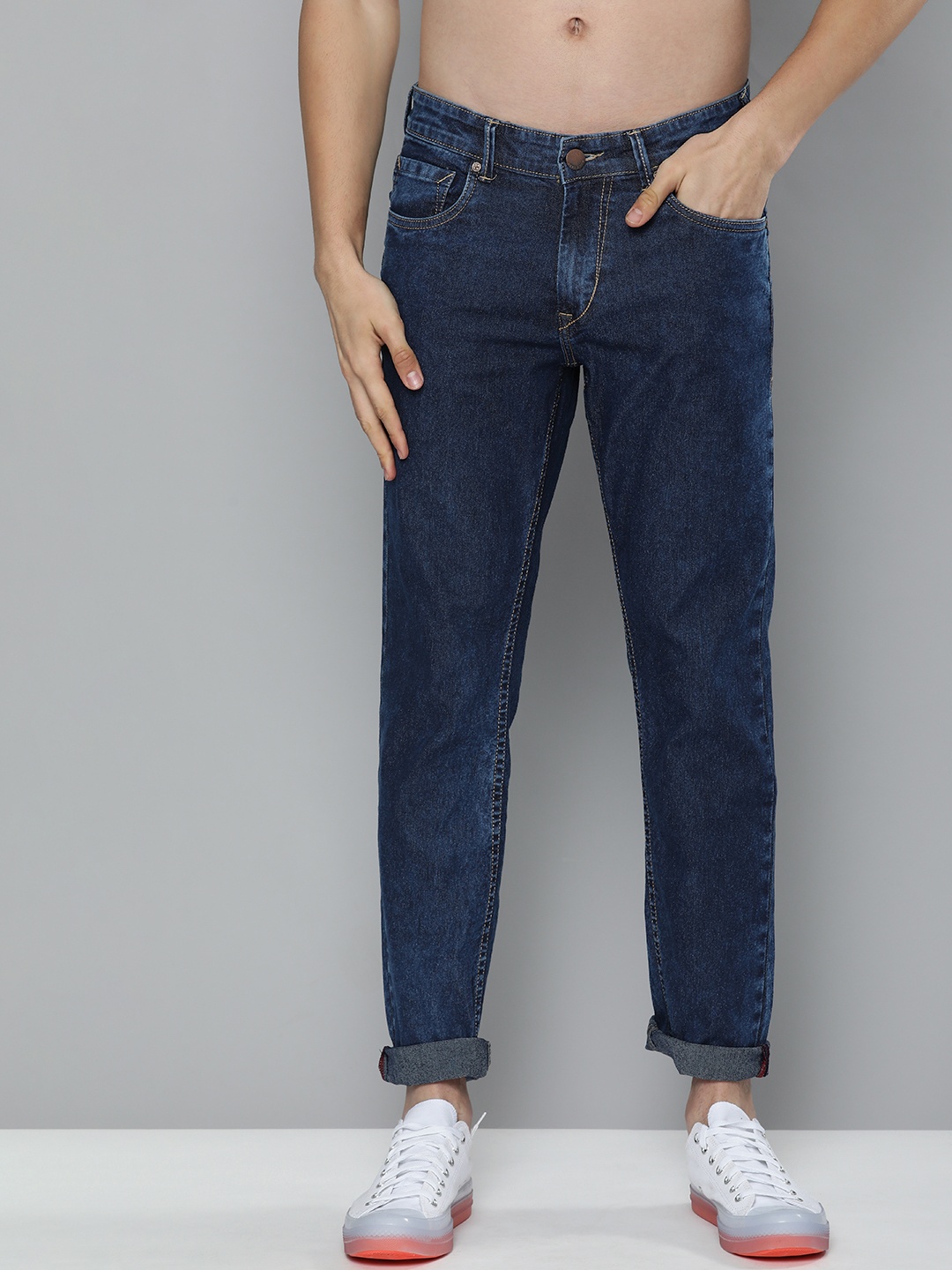 

HERE&NOW Men Indigo Light Fade Stretchable Casual Jeans, Blue