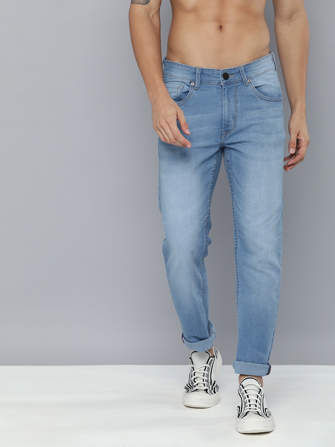 

HERE&NOW Men Blue Slim Fit Heavy Fade Stretchable Jeans