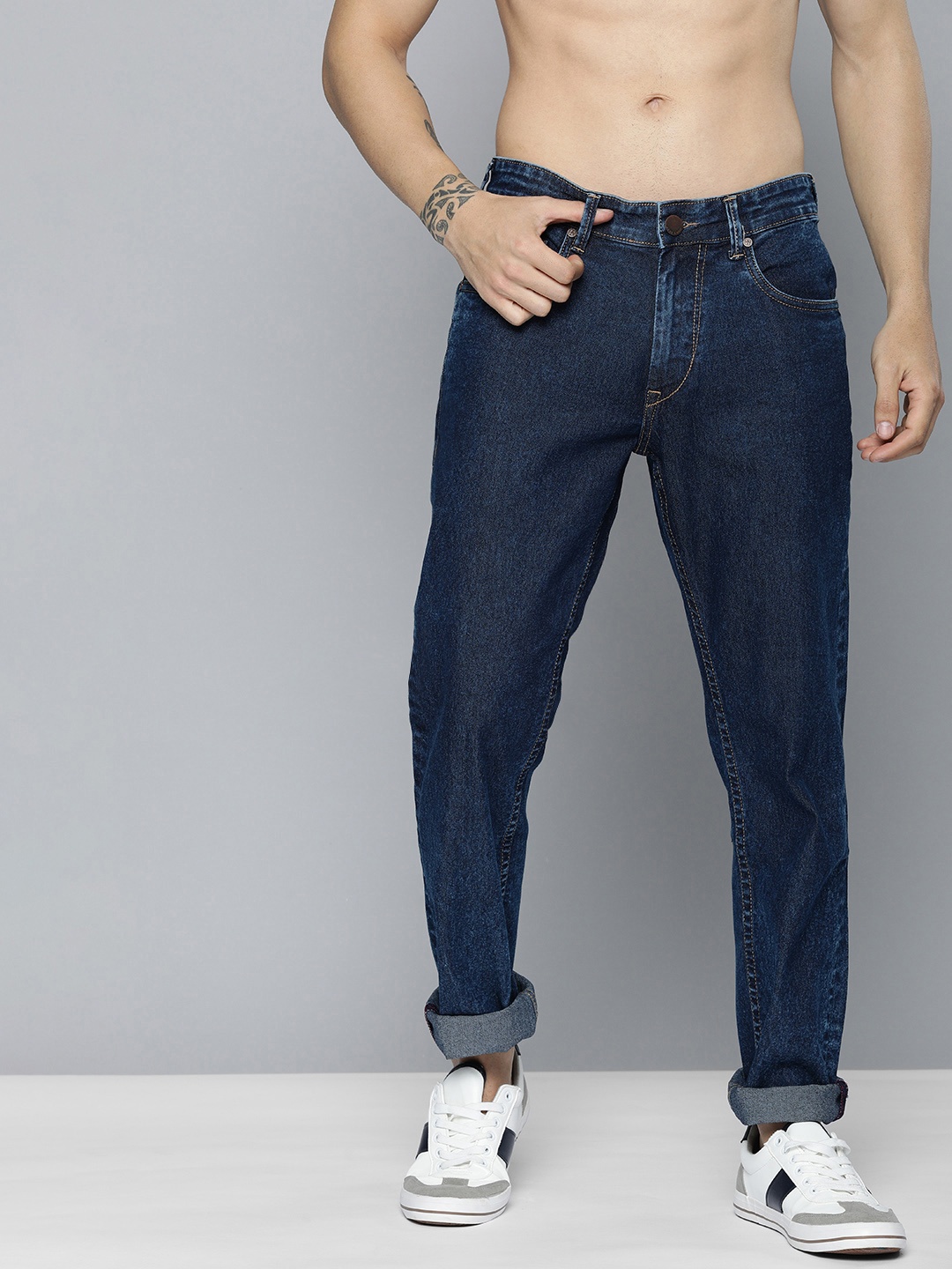 

HERE&NOW Men Indigo Slim Fit Stretchable Casual Jeans, Blue
