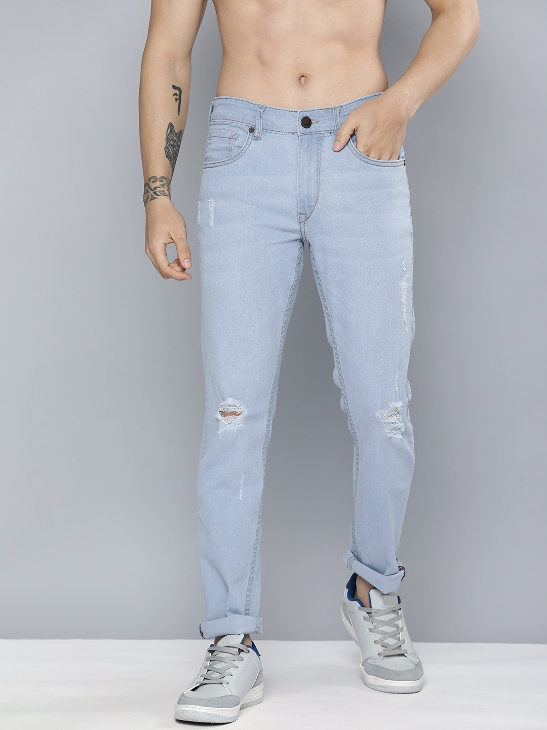 

HERE&NOW Men Blue Slim Fit Highly Distressed Stretchable Jeans
