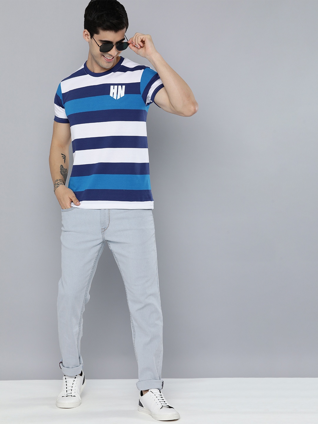 

HERE&NOW Men Indigo Stretchable Slim Fit Casual Jeans, Blue