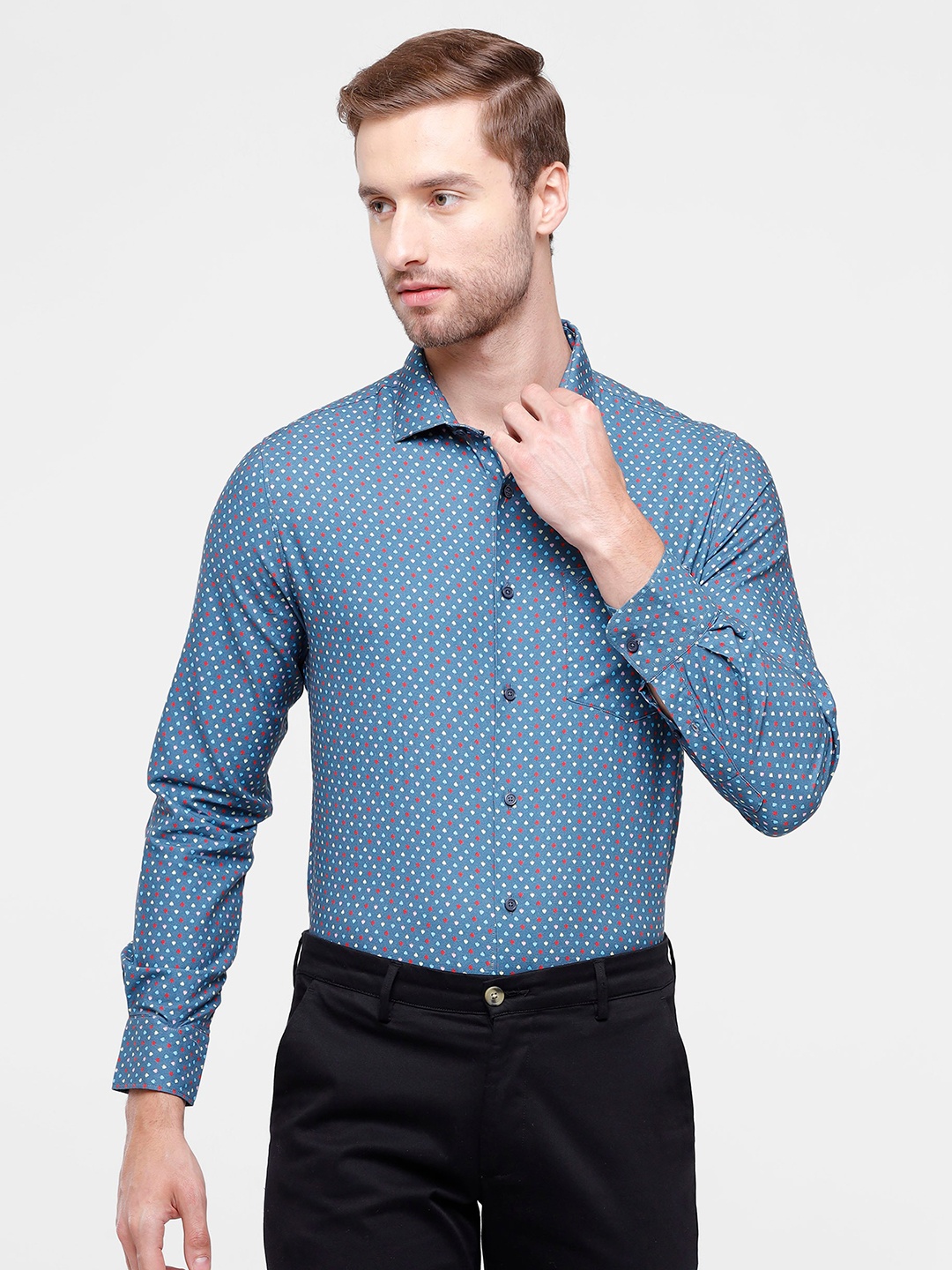 

CROYDON Men Navy Blue Printed Formal Shirt