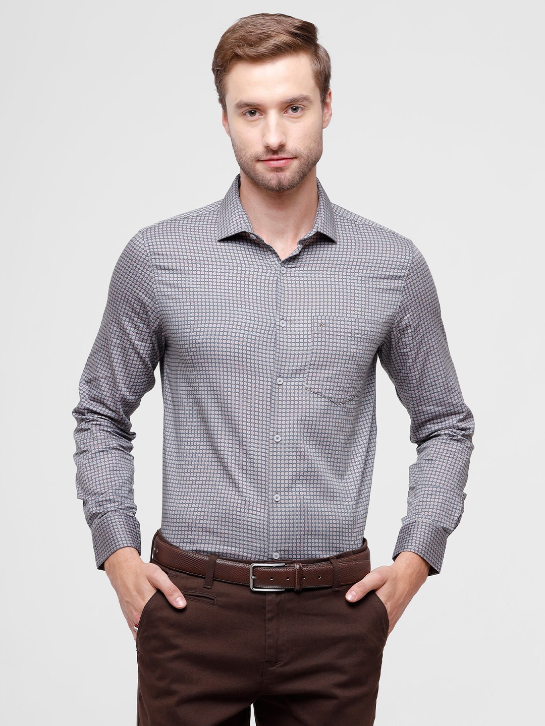 

CROYDON Men Grey Printed Formal Shirt