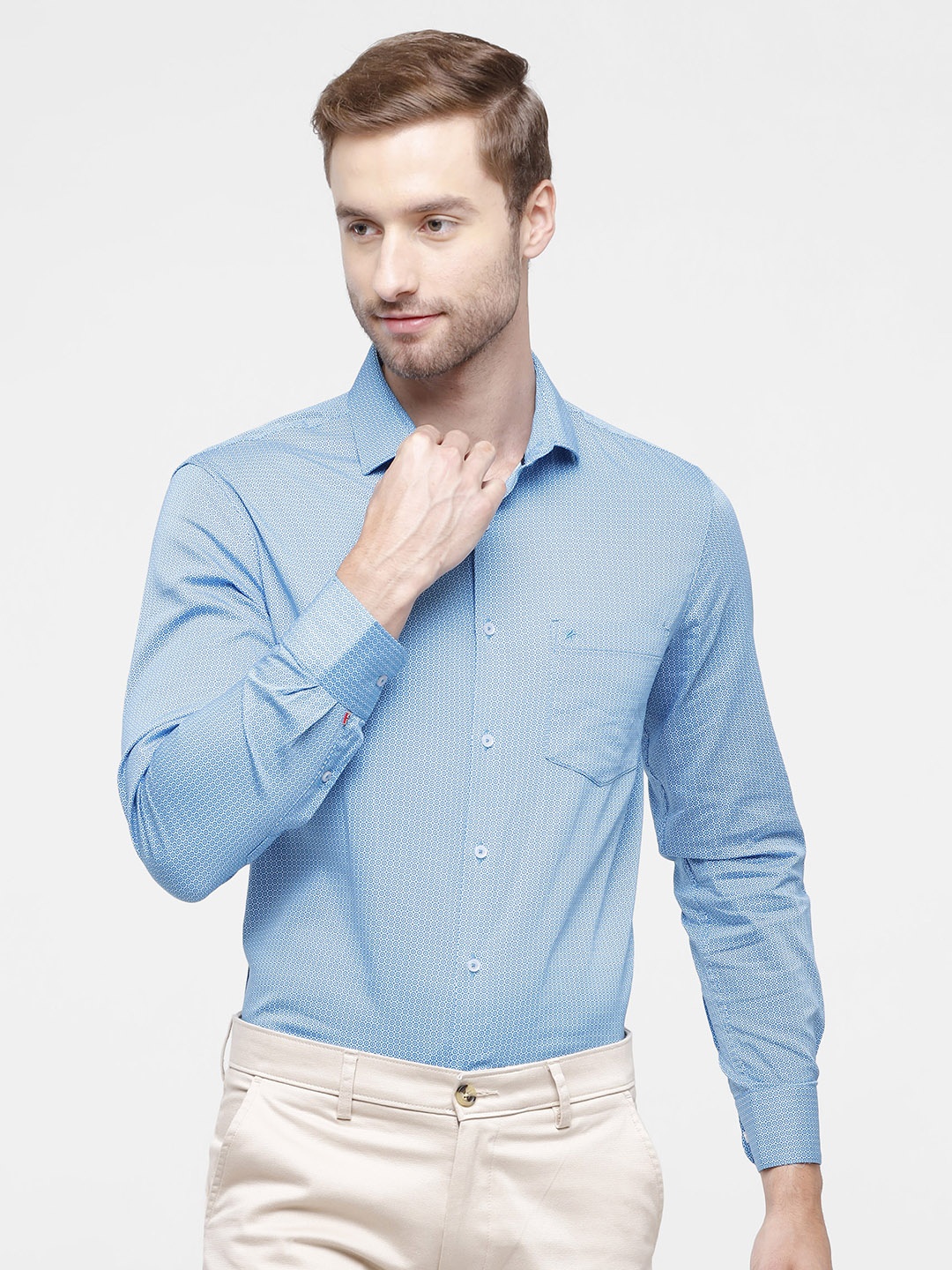 

CROYDON Men Turquoise Blue Regular Fit Semiformal Satin Shirt