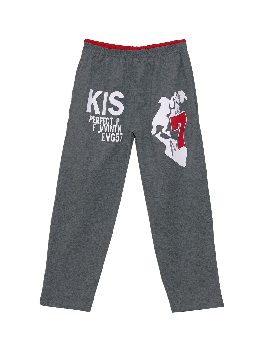 

Fashionable Boys Charcoal Grey & White Printed Pure Cotton Track Pants