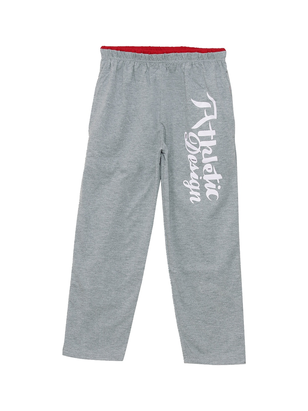 

Fashionable Boys Grey Melange & White Printed Pure Cotton Track Pants