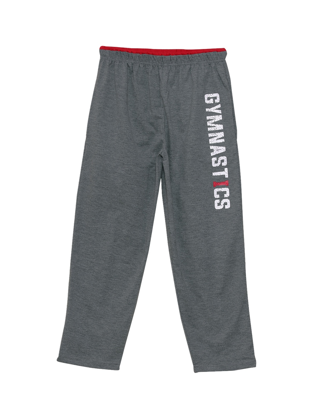 

Fashionable Boys Charcoal & White Printed Pure Cotton Regular Fit Track Pants