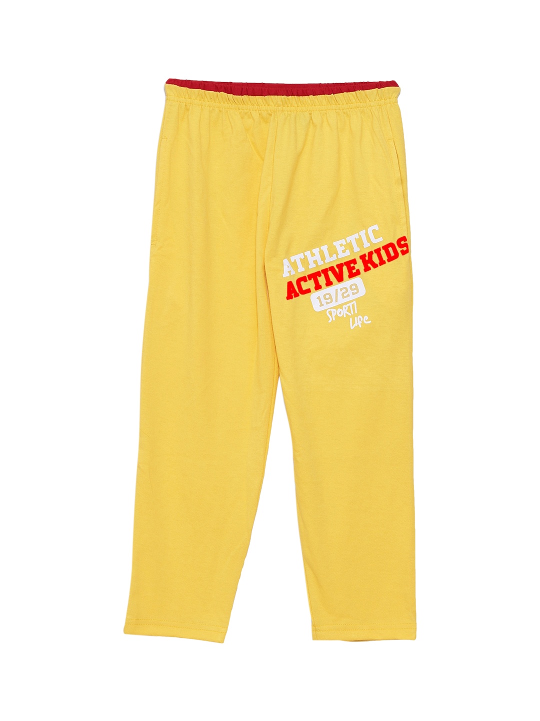 

Fashionable Boys Yellow & White Printed Pure Cotton Track Pants