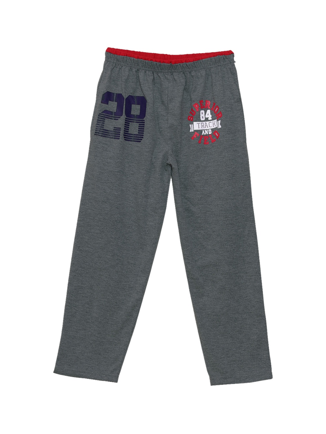 

Fashionable Boys Charcoal Grey & White Printed Pure Cotton Track Pants