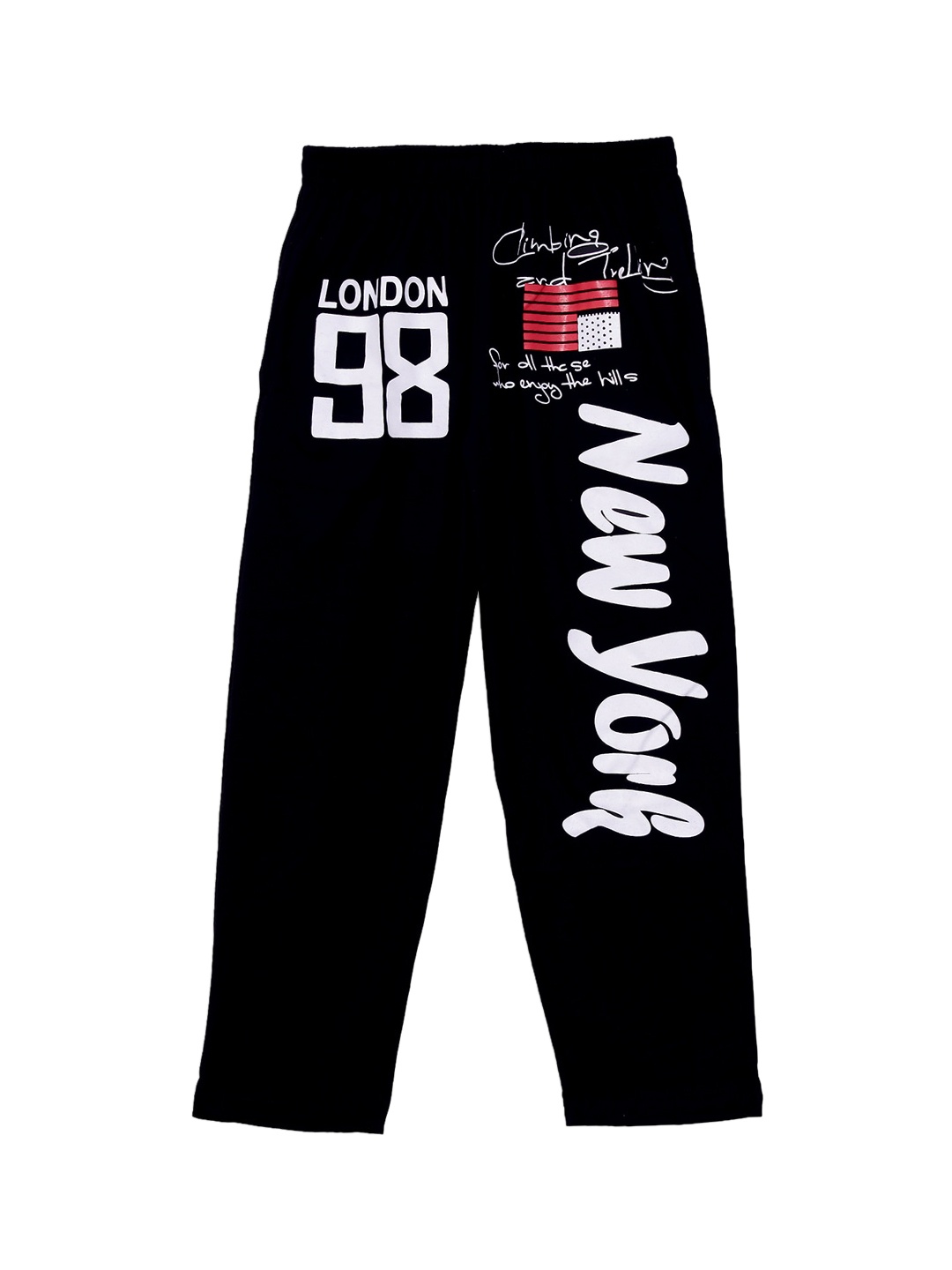 

Fashionable Boys Black & White Printed Pure Cotton Track Pants